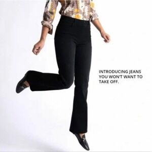 Betabrand Pull On Boot-Cut 4-Pocket Yoga Denim in Black, Size Small